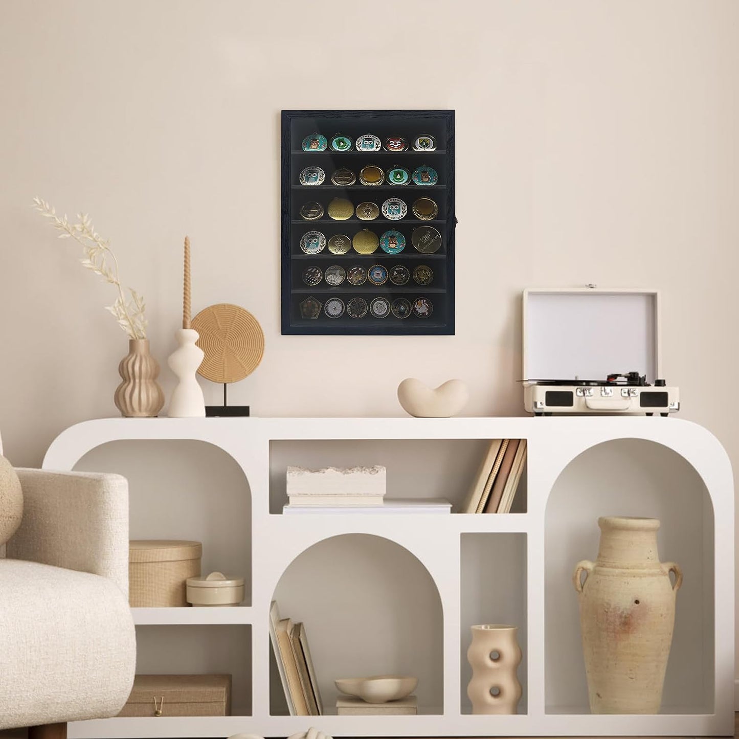 FramePro Shadow Box Frame Display Case 12x16 with Removable Shelves, Deep Memory Box Trinket Knick Knack Shelf Cabinet