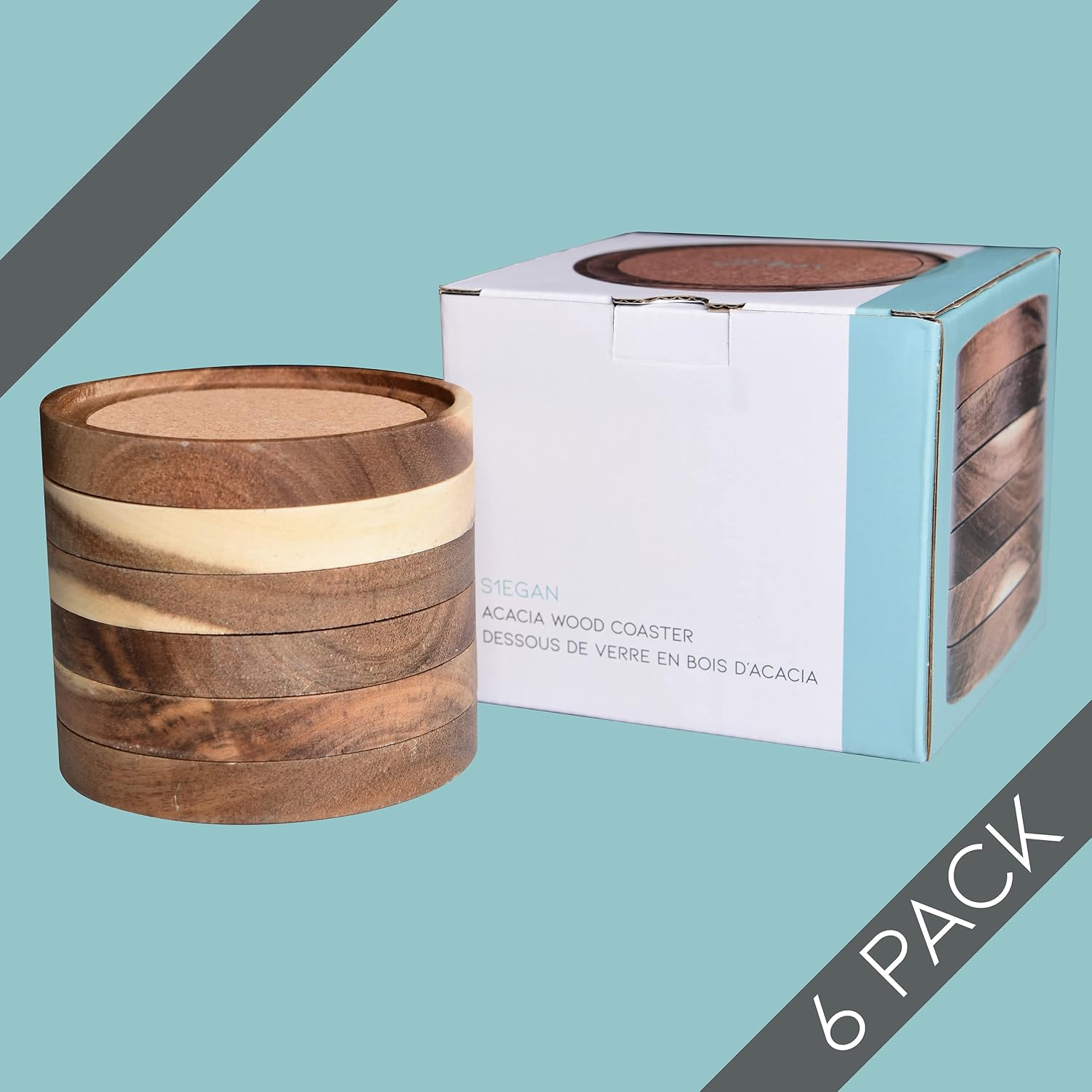 Absorbent and Insulation Cork Stackable Cup Holders / 4.13 Inch / Set of 6
