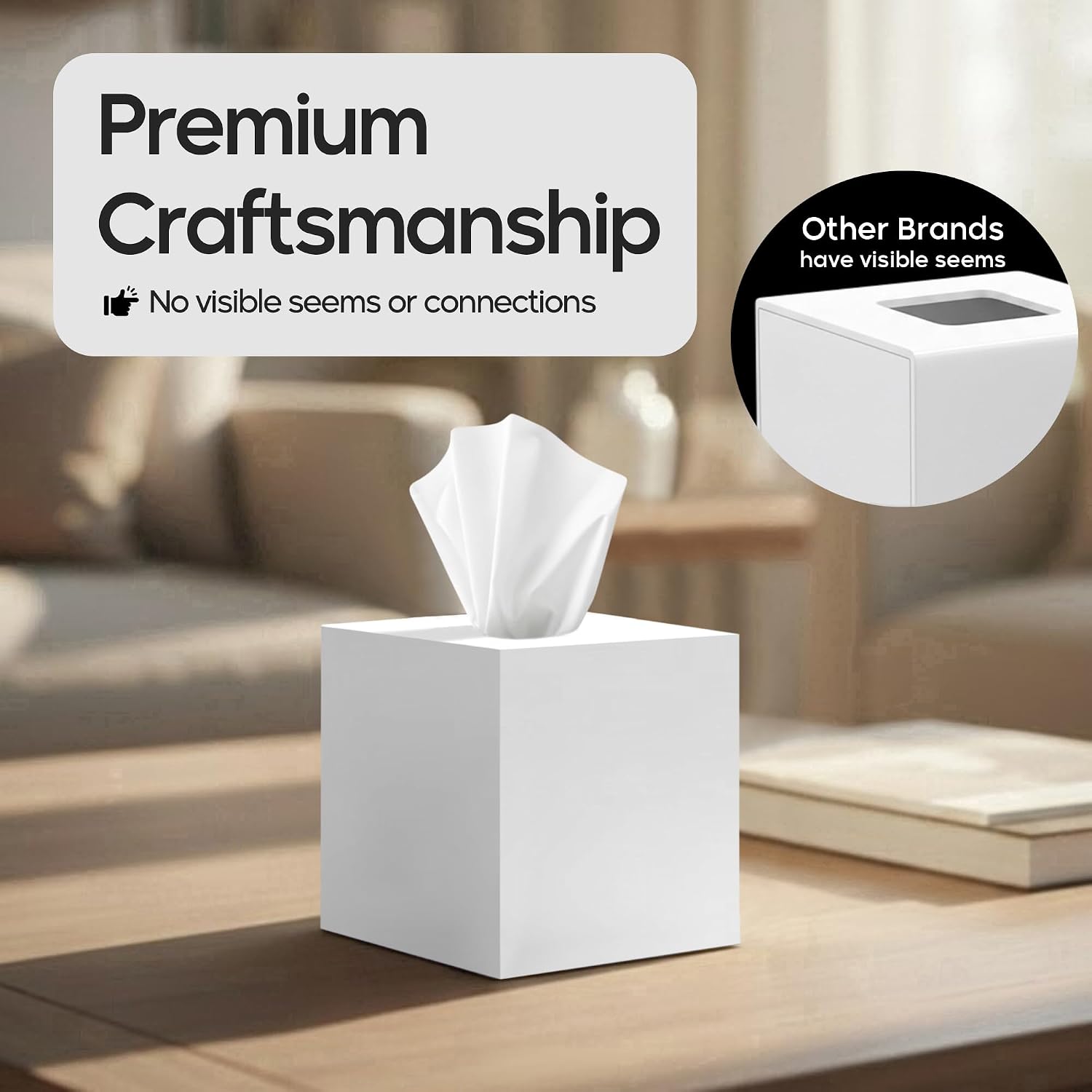 Acrylic Tissue Cover / White / Square