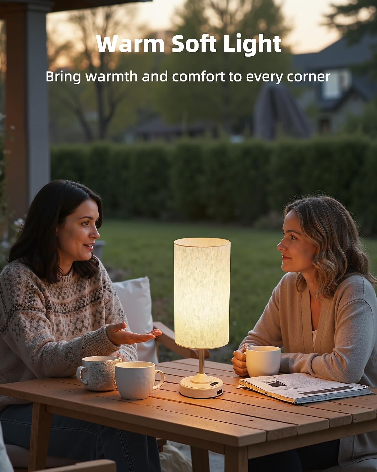 EZVALO Cordless Table Lamp, Ambient Light, Dimmable, Touch, Timer, 2700K, Bedroom, Portable, LED, Wireless