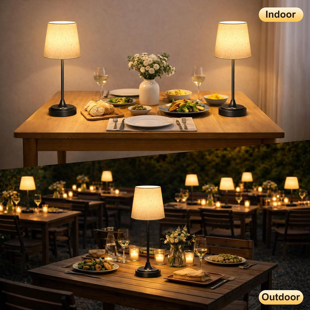 Wowag Cordless Table Lamp Rechargeable,5000mAh Battery Operated Desk Lamp,3 Colors & 7 RGB Stepless Dimmable,Touch