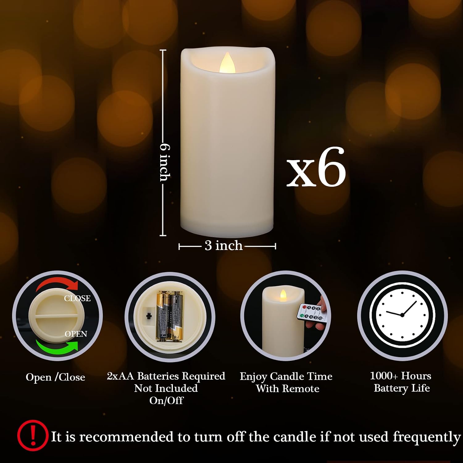 Waterproof Flameless Candles with Remote and Timers, Outdoor Indoor Flickering Battery Operated LED Pillar Candles