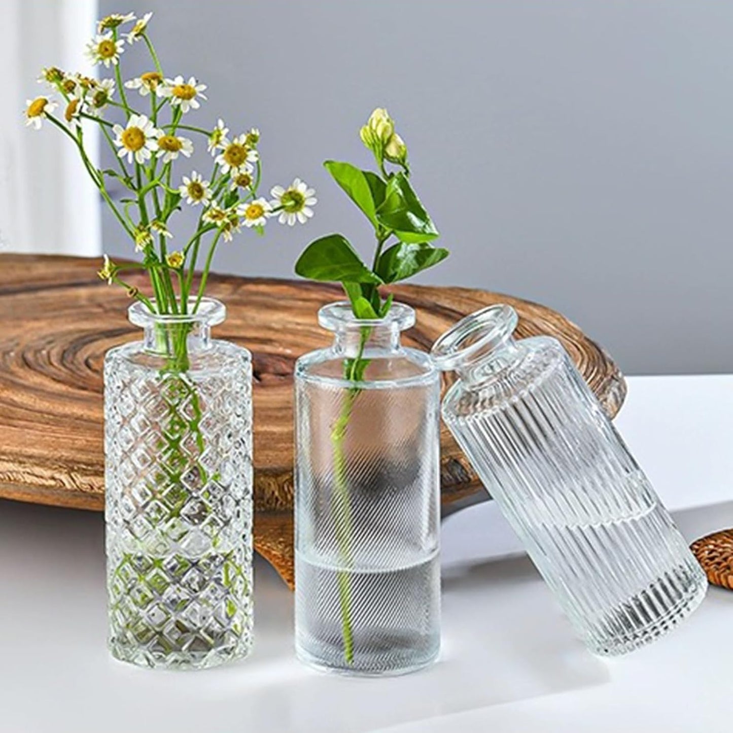 Glass Bud Vase Set in Bulk / Clear / Set of 9