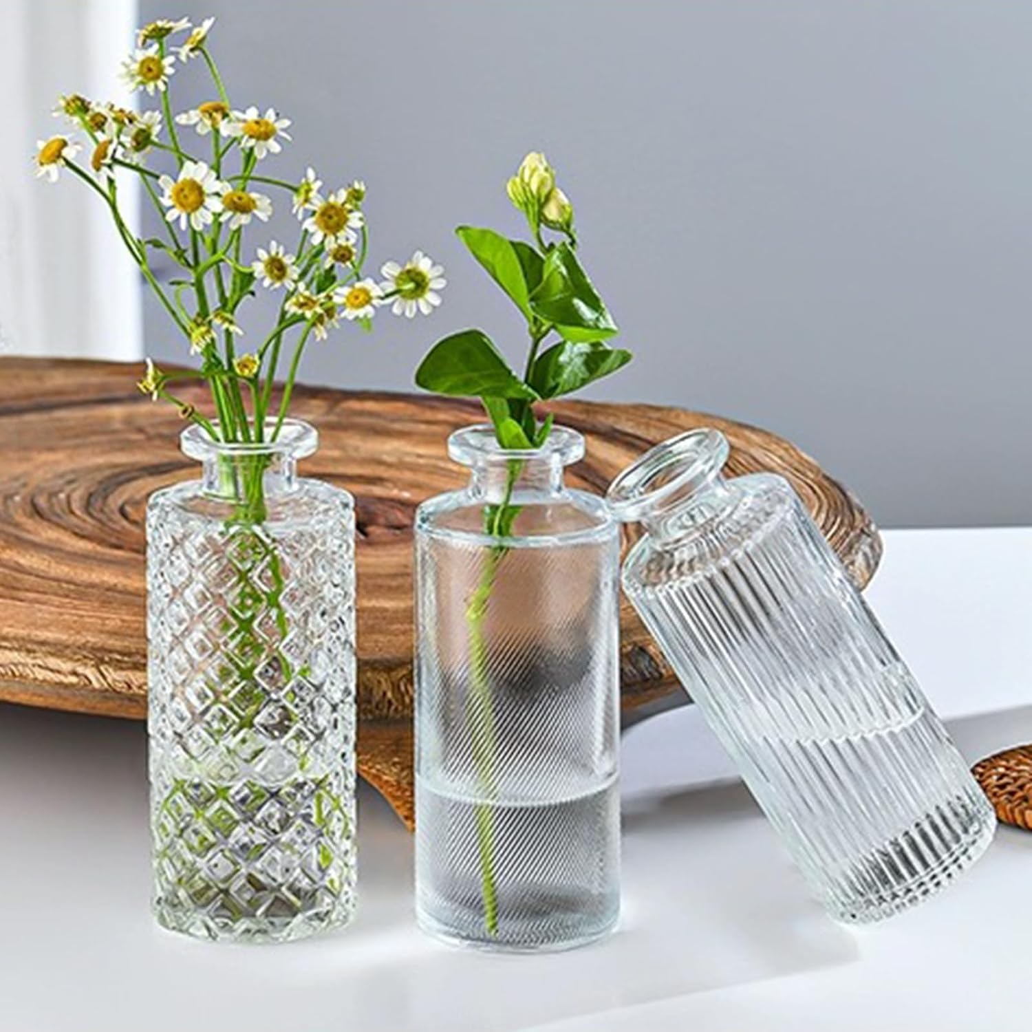 Glass Bud Vase Set in Bulk / Clear / Set of 9