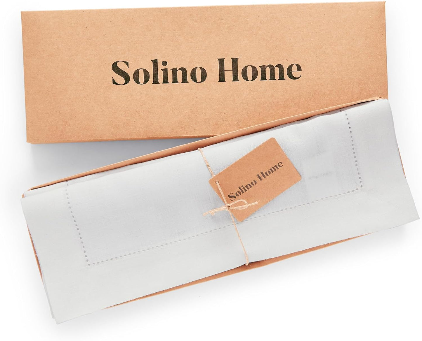 Solino Home 100% Linen Placemats White, Medium Weight 14 x 19 in, Set of 4 | Place Mats individual place settings for