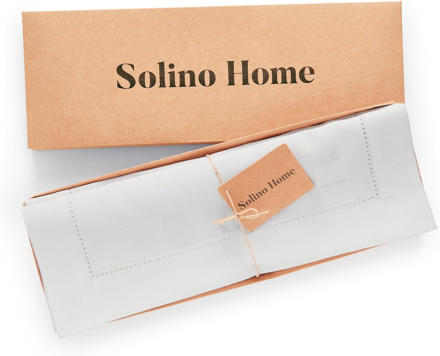 Solino Home 100% Linen Placemats White, Medium Weight 14 x 19 in, Set of 4 | Place Mats individual place settings for