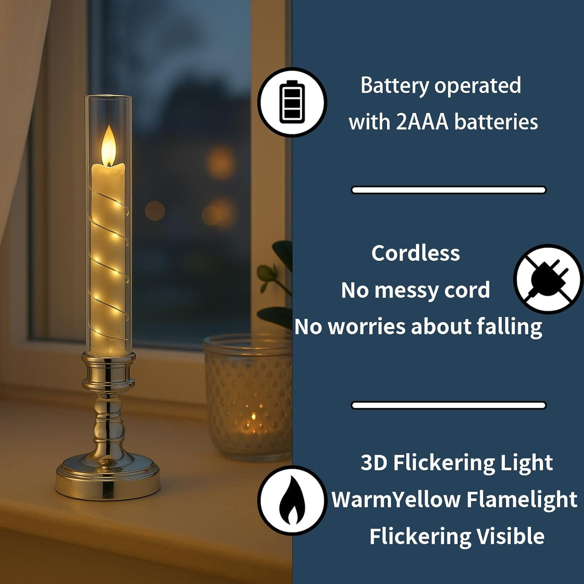 6PCS Flameless Candles with Timer, Flickering Fake Electric LED Candles for Romantic Ambiance, Battery Operated