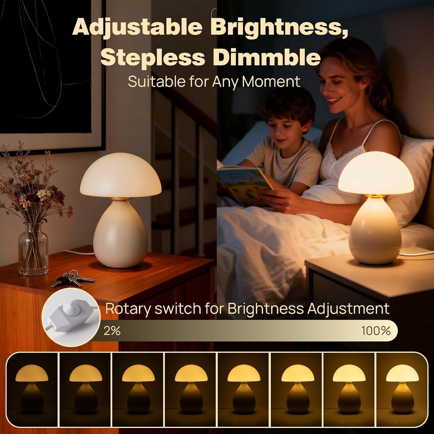 Small Lamp / Mushroom Table Lamp / White