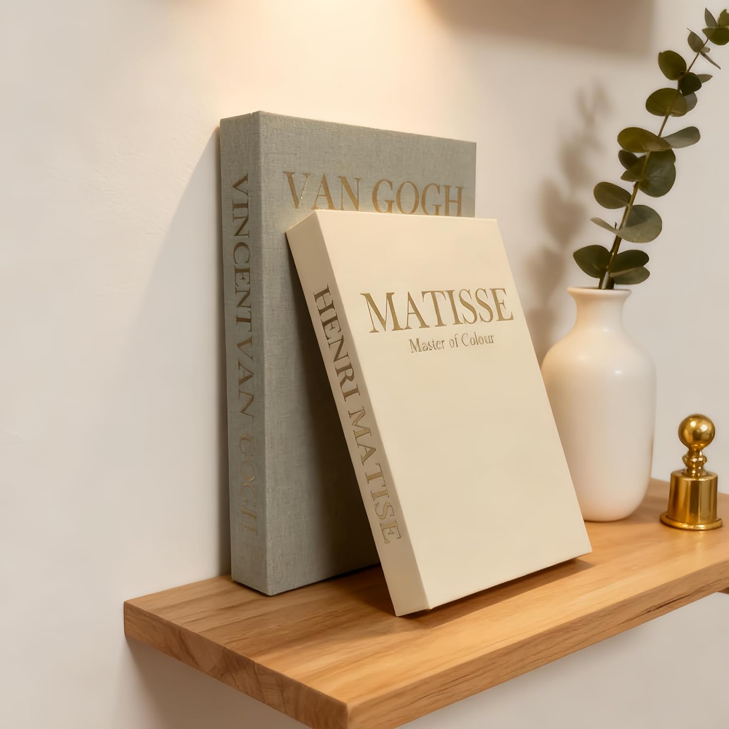 Linen Decorative Books Set / Gold / Set of 2