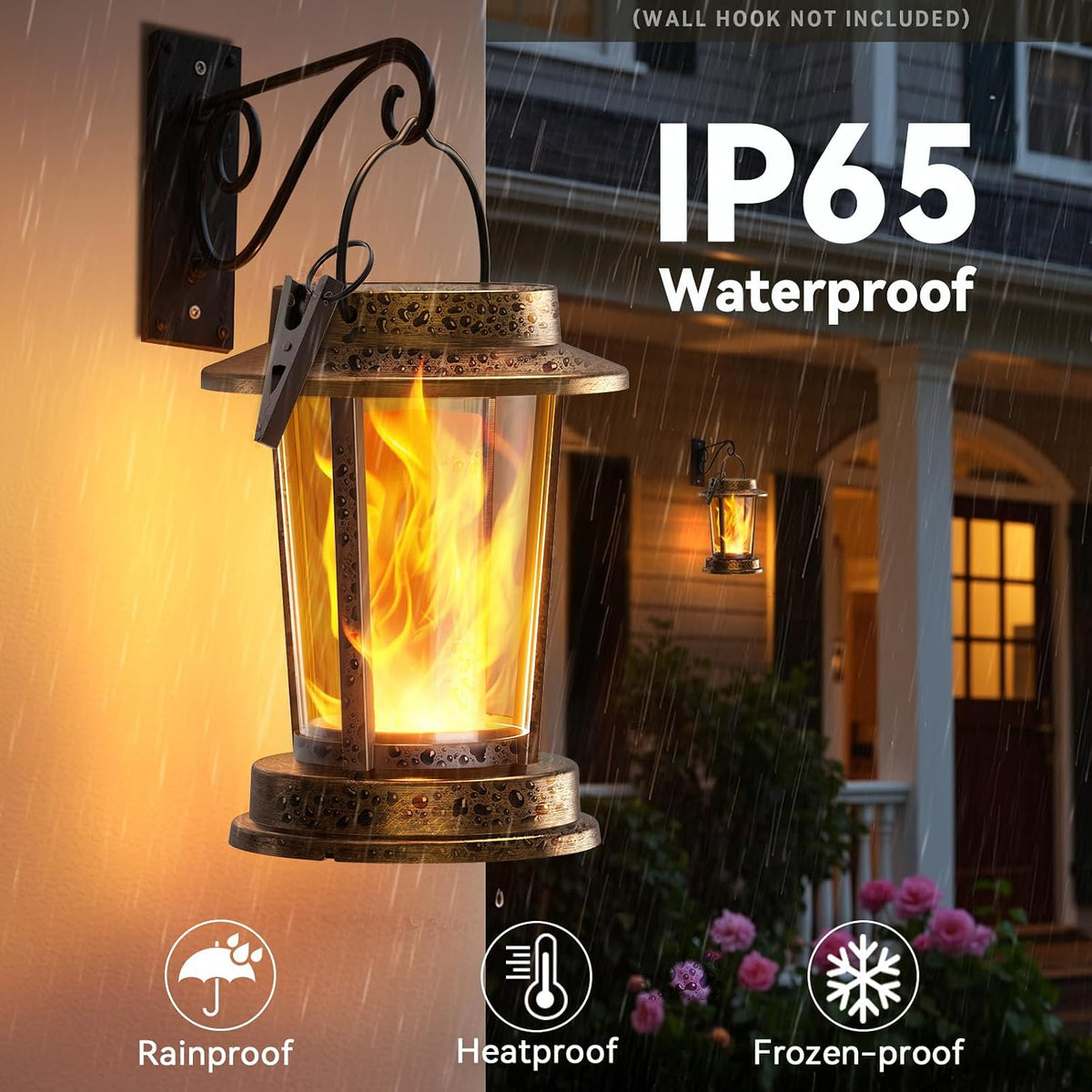 Solar Lanterns Outdoor Waterproof, Upgraded Flickering Flame Solar Lights Outdoor, Solar Powered Lanterns Decorative