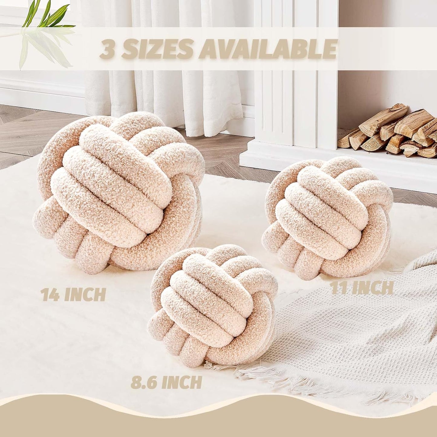 Round Boucle Pillow / Beige / Small