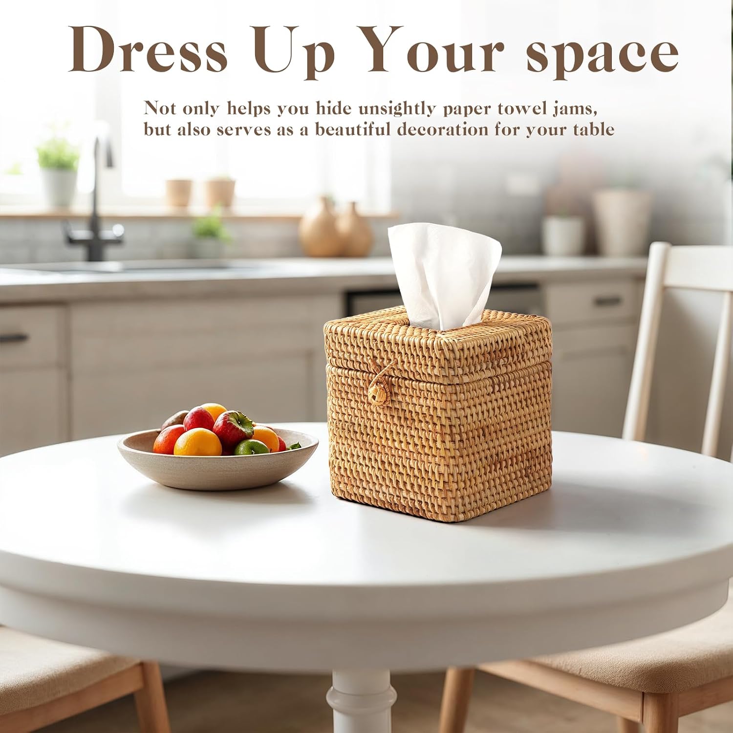 Rattan Tissue Box Cover "Rattan Square Tissue Box Cover Decorative / 5.7 x 5.7 x 5.7 / Set of 2