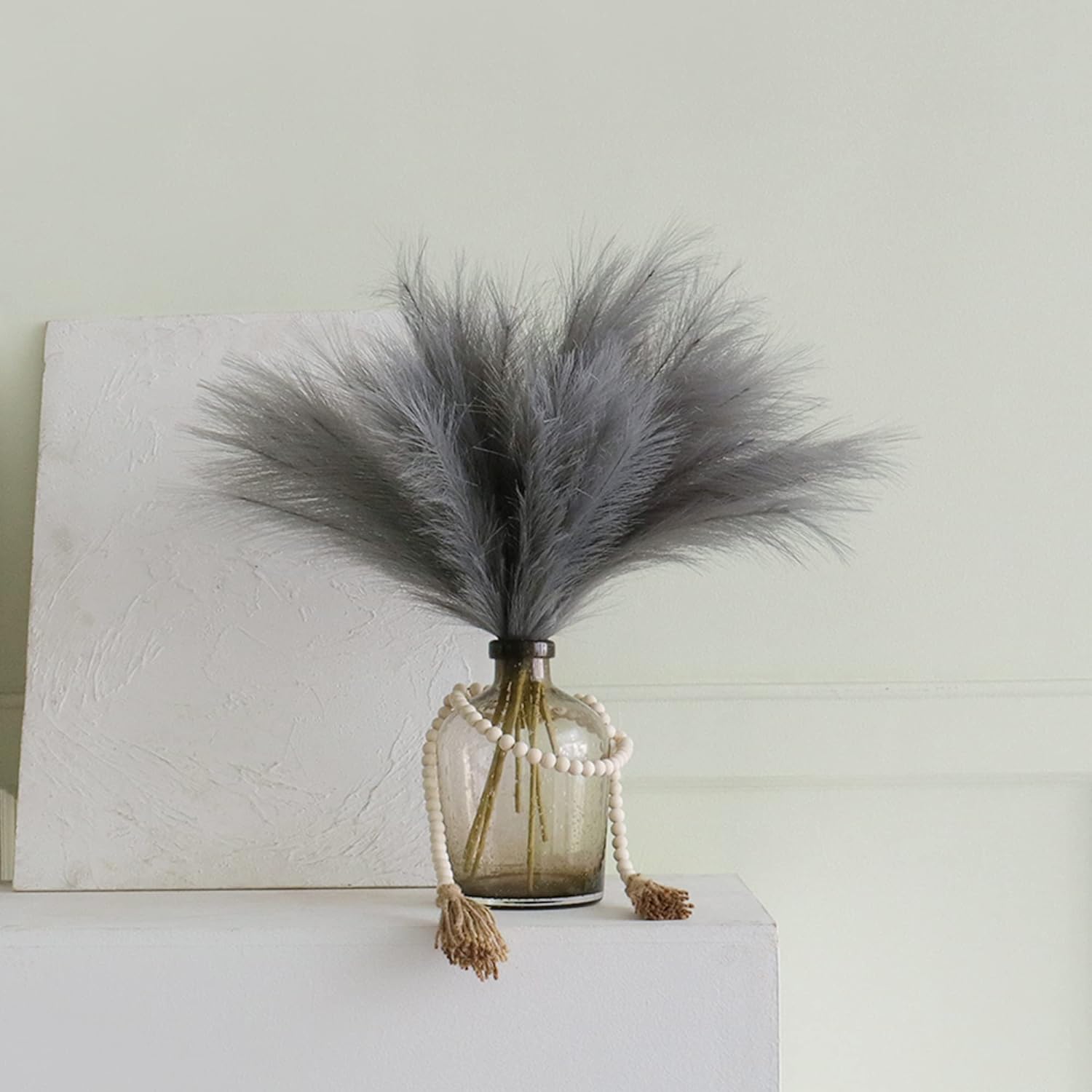 7 Branches / Faux Pampas Grass / Grey / 24 Inch / Set of 7