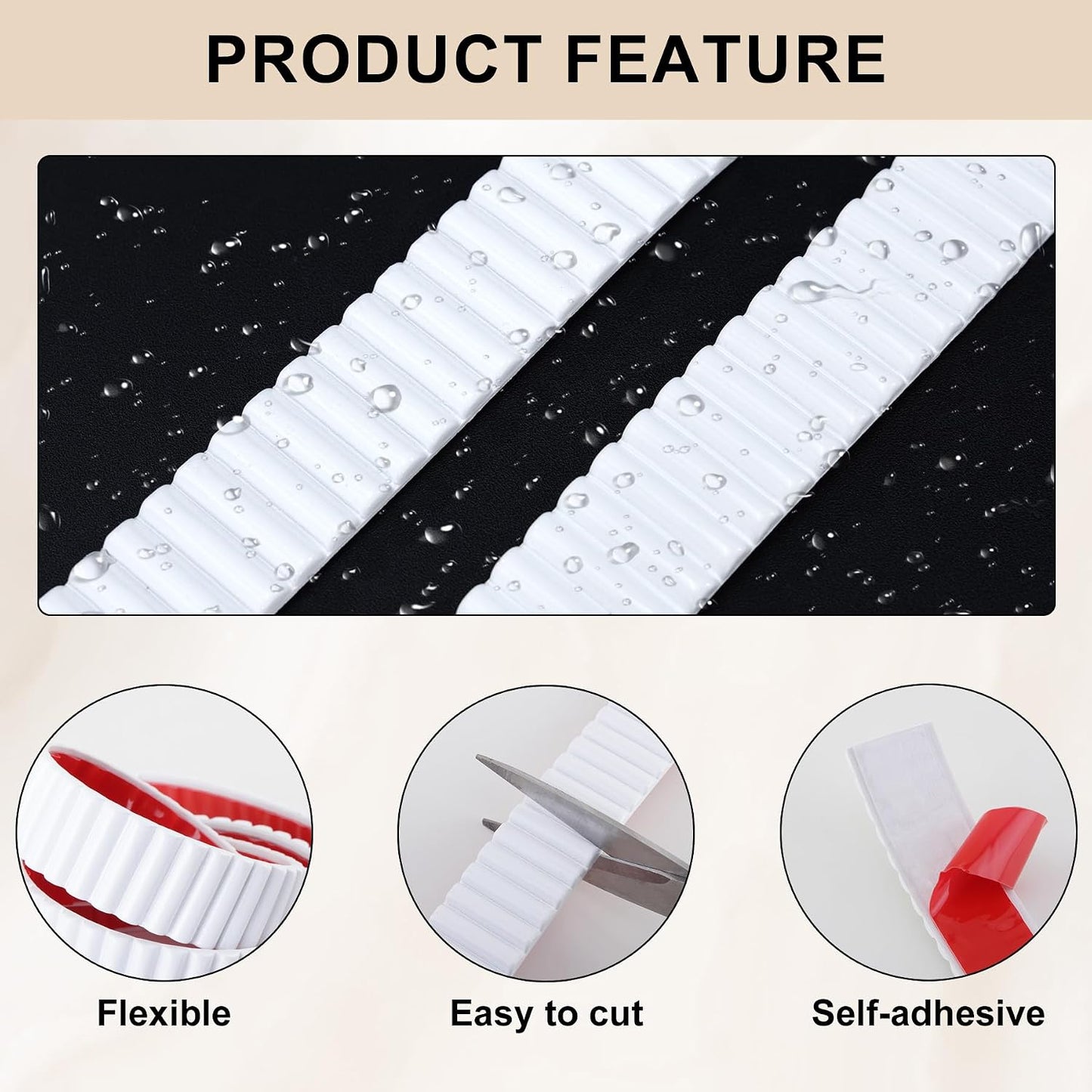 Peel and Stick Finished Molding Trim / 118"L x 1.18"W / White Reeded / 1.18 x 118