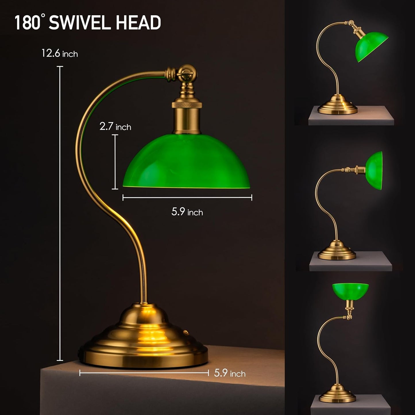 O'Bright Bankers - Cordless LED Table Lamp, Battery-Operated, Rechargeable, 3-Level Dimming, Universal USB-C Charging