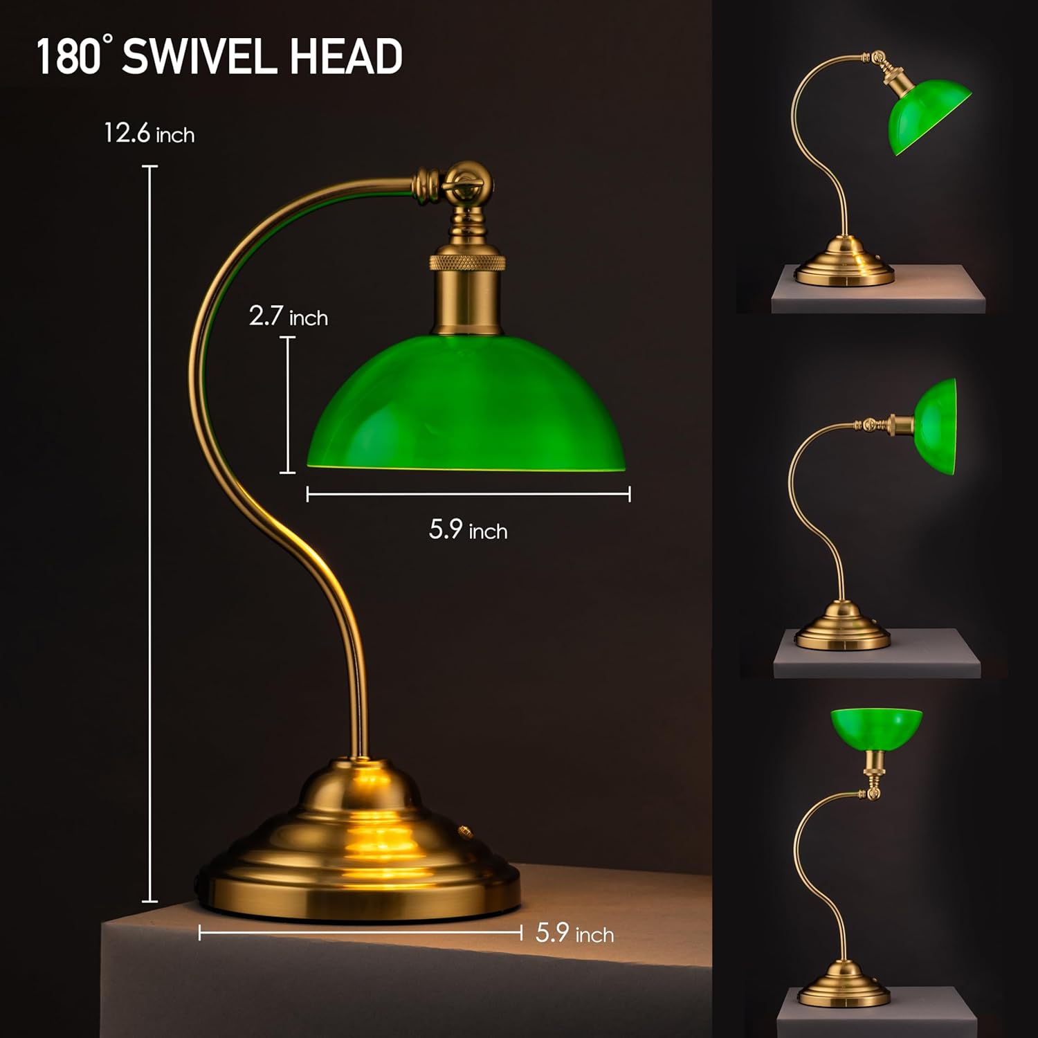 O'Bright Bankers - Cordless LED Table Lamp, Battery-Operated, Rechargeable, 3-Level Dimming, Universal USB-C Charging
