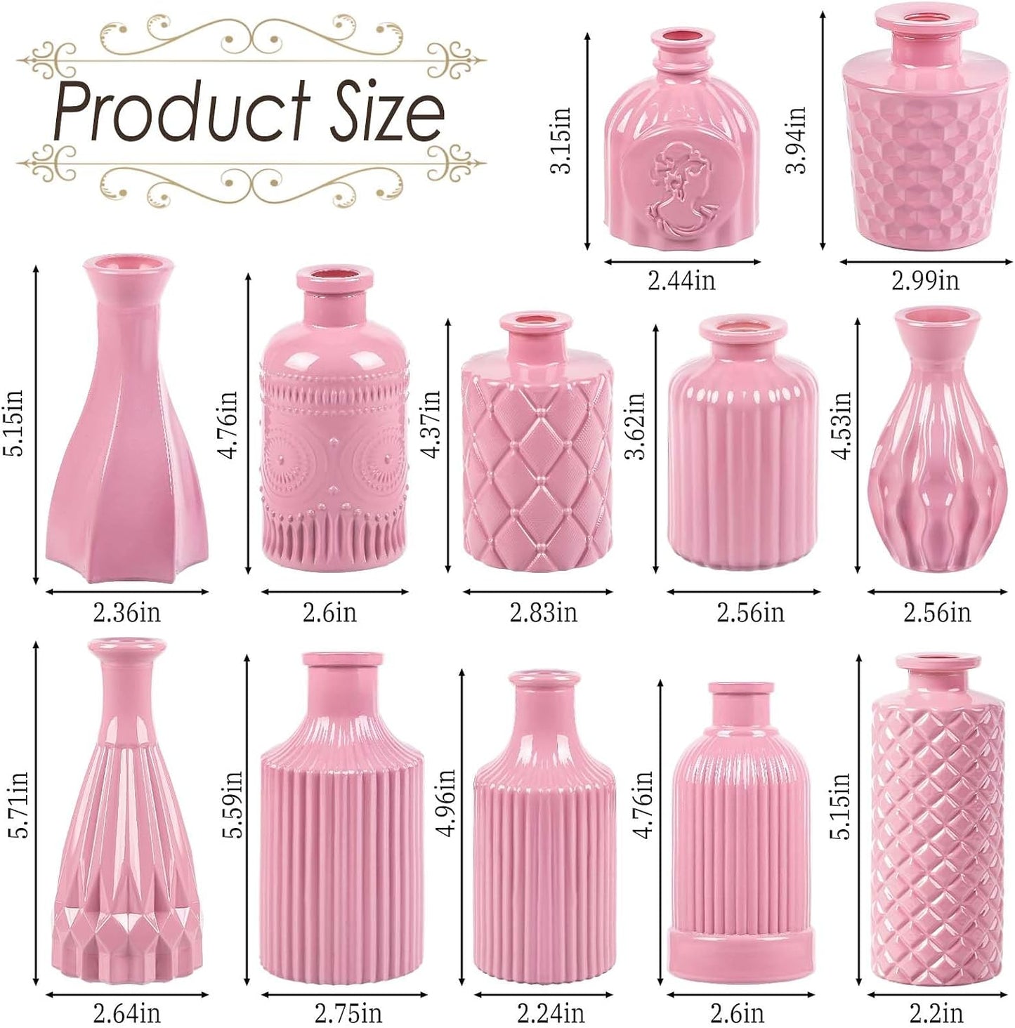 Glass Bud Vases / Baby Pink / Set of 12