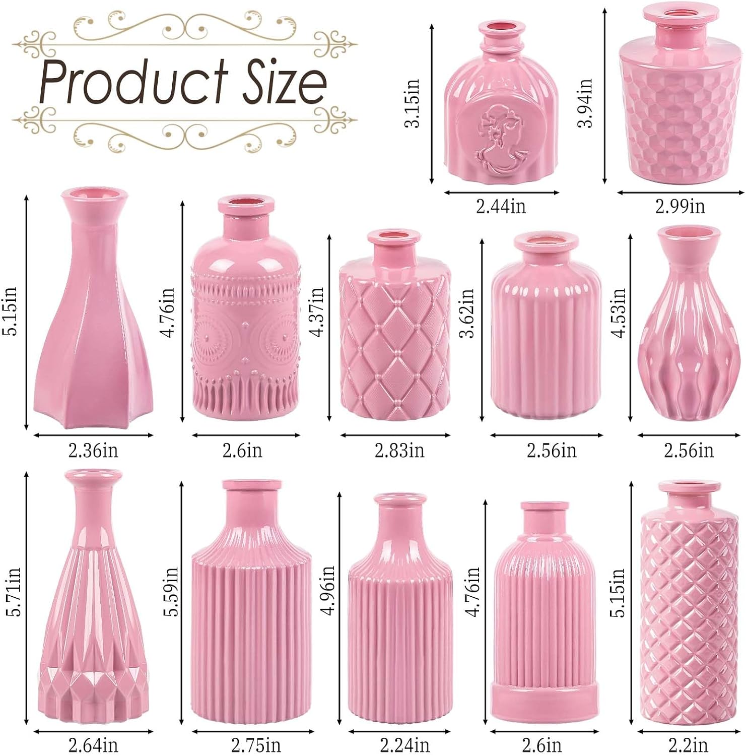 Glass Bud Vases / Baby Pink / Set of 12