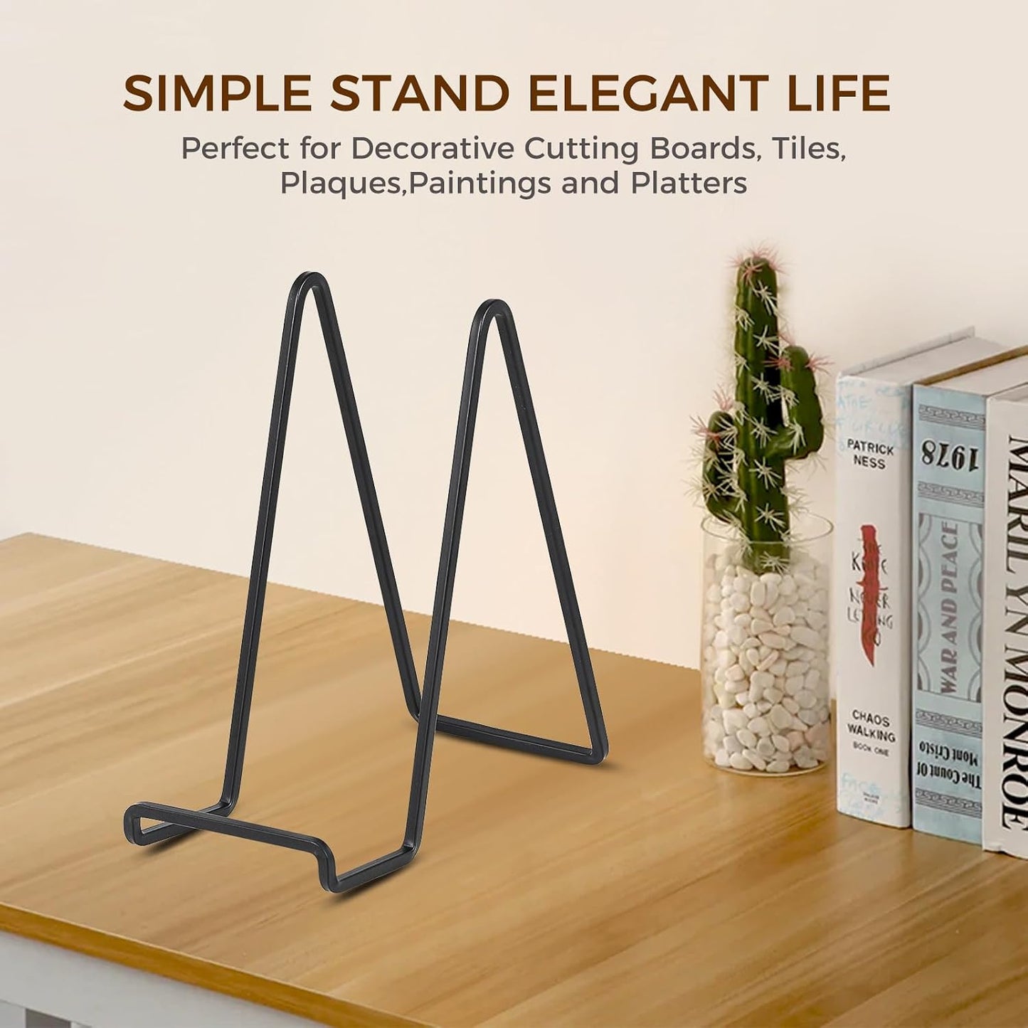 Metal Plate Stands for Display / 8 Inch -2 / Black / 8 Inch / Set of 2