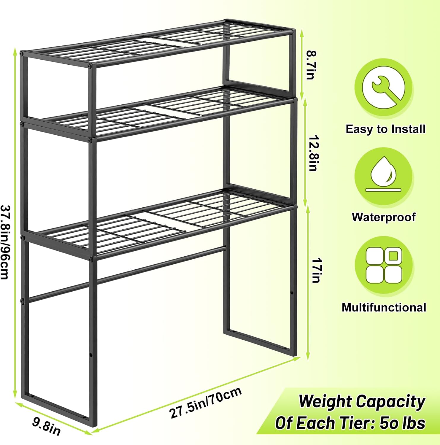 Metal Plant Stand Indoor Outdoor, 3 Tier Potted Multiple Flower Pot Holder Rack Plant Shelf, Heavy Duty Planter Display