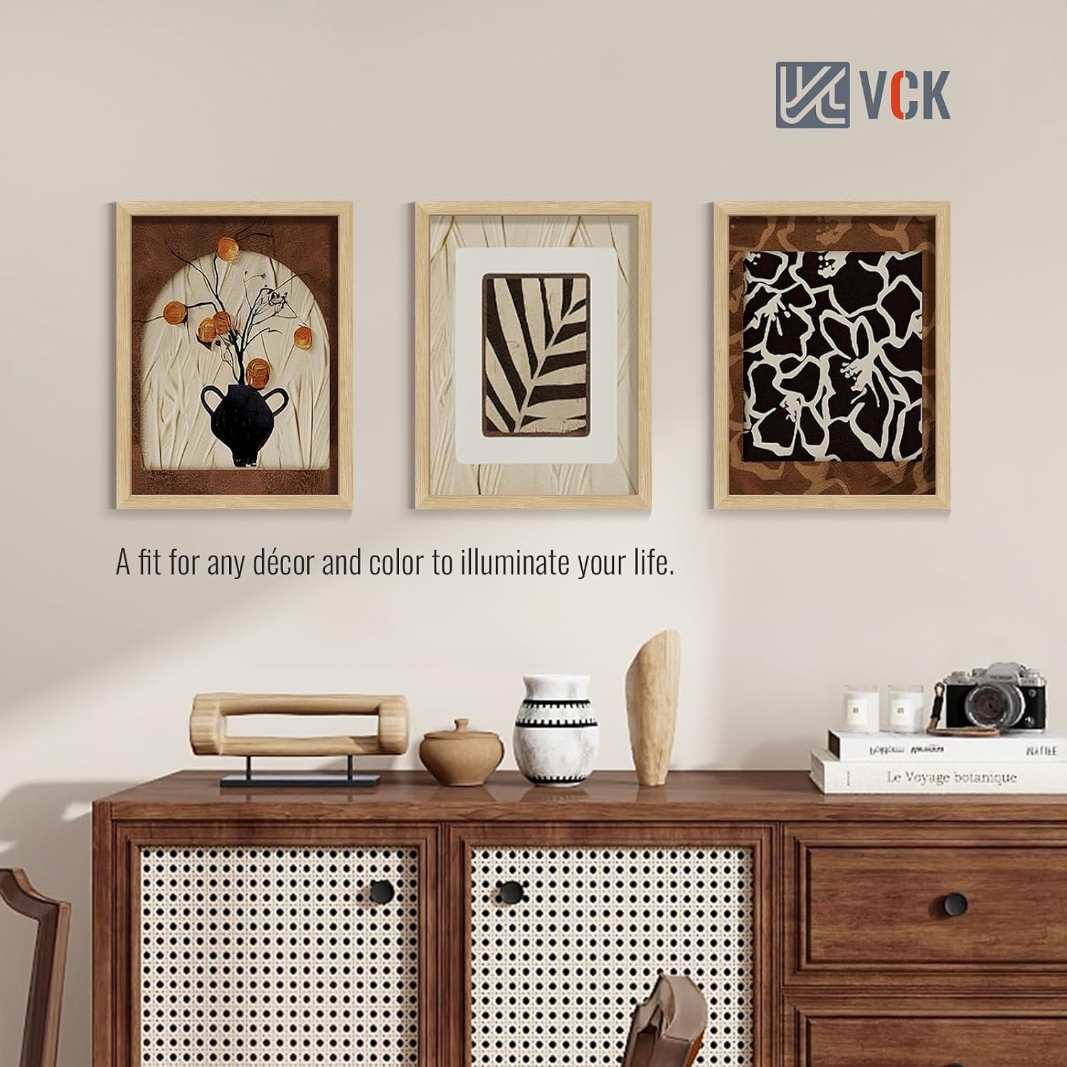 VCK 18x24 Frame Oak 4 Pack, Wide Thick Wood Border, for Prints | Exclusive Woodgrain, Wall Hanging, HD Plexiglass