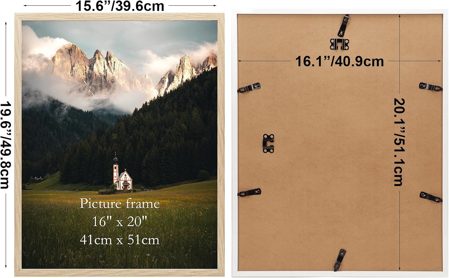 Giftgarden 16x20 Picture Frame Oak, 16 by 20 Thin Poster Photo Frame for Wall Display, Single