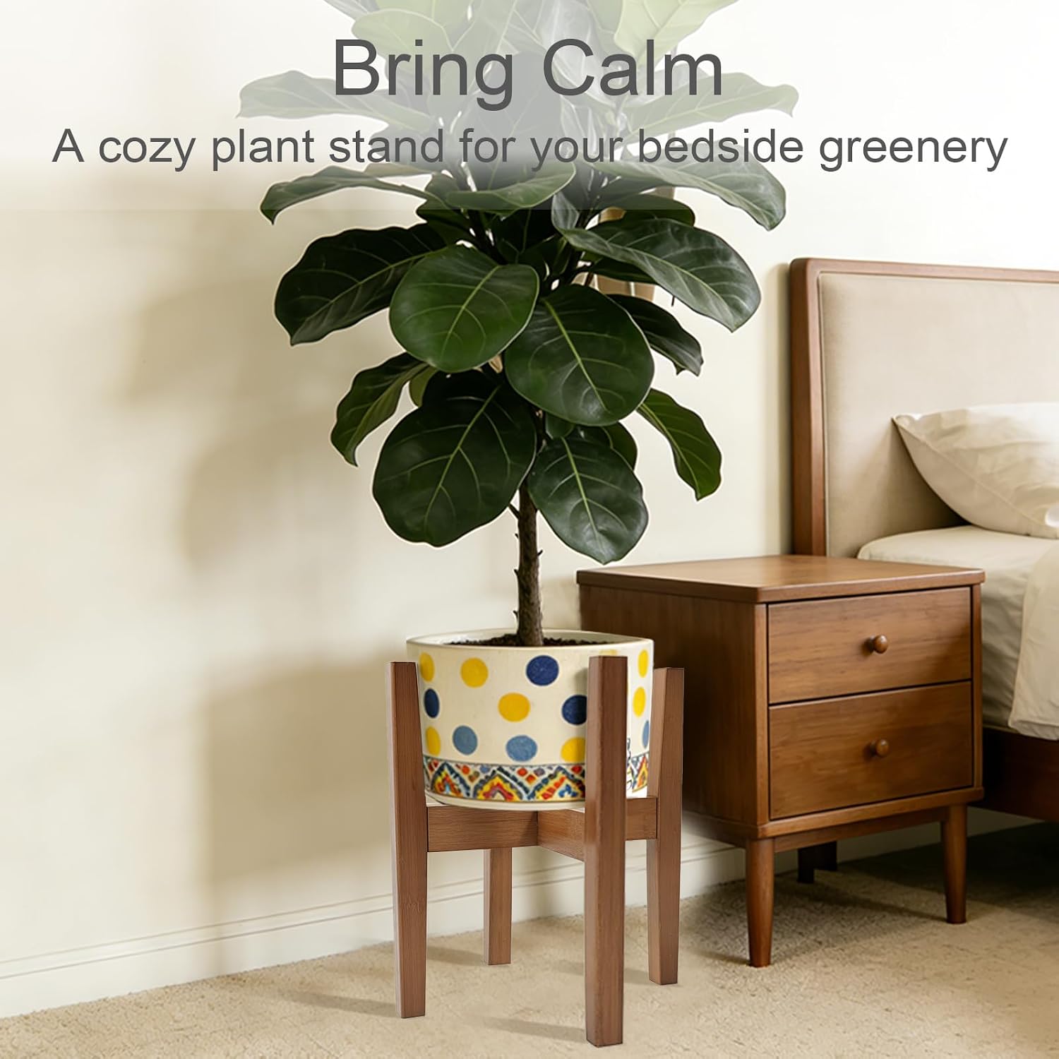 Bamboo Plant Stand Indoor / Natural / 12 Inch