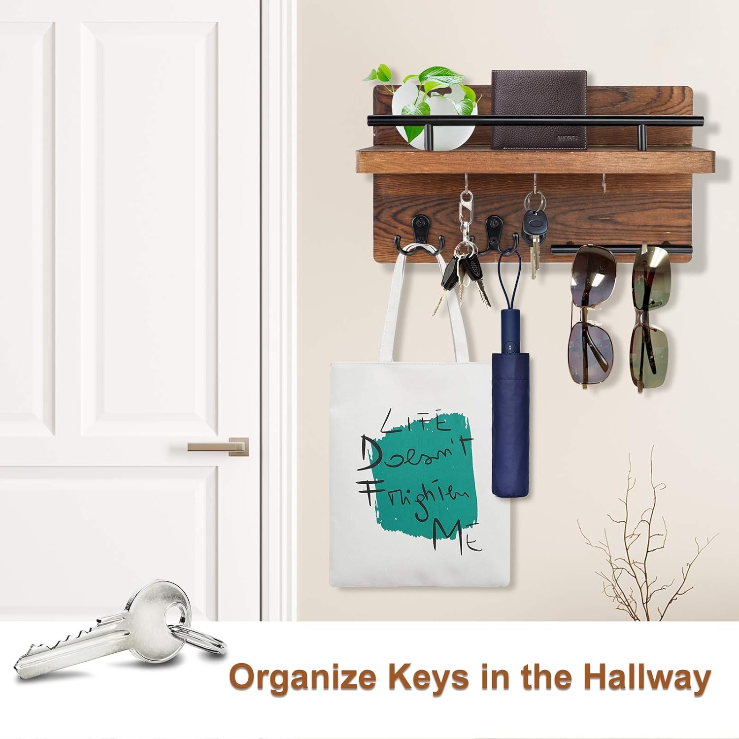 Wooden Mail Rack Organizer / Brown