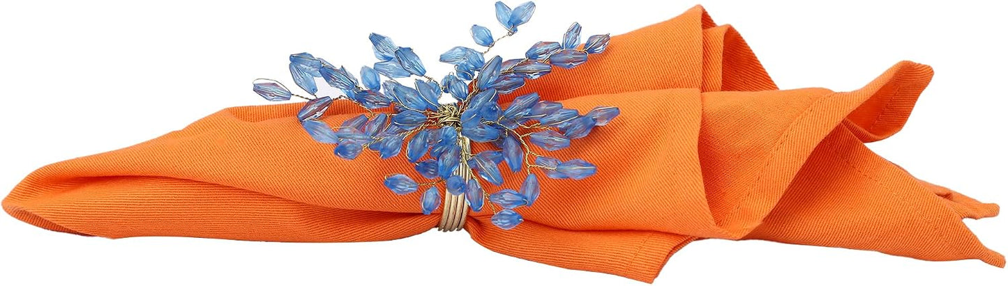 ITOS365 Napkin Rings Set of 12 for Dining Table Decoration Parties Everyday Metal Napkin Holder Leaf Turquoise (Pack of