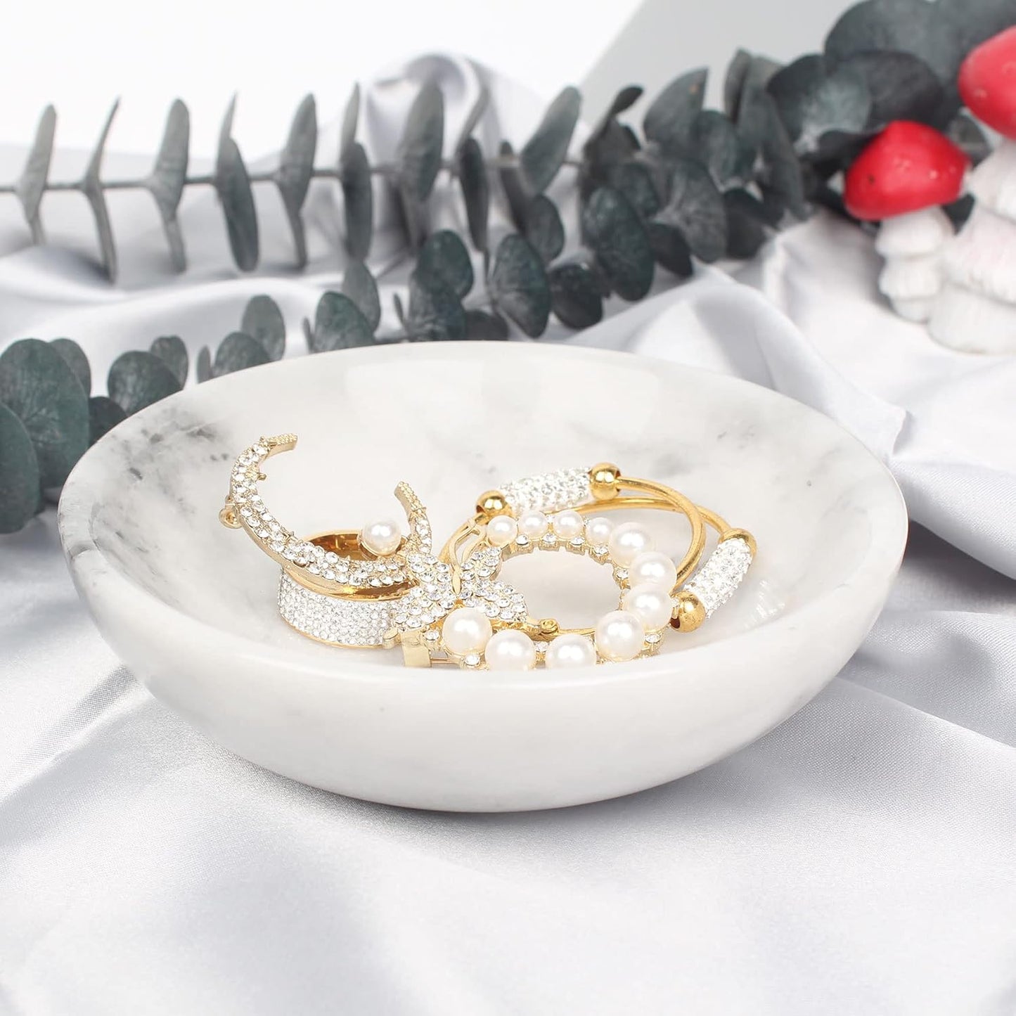Rings Holder / Marble Jewelry Dish / White