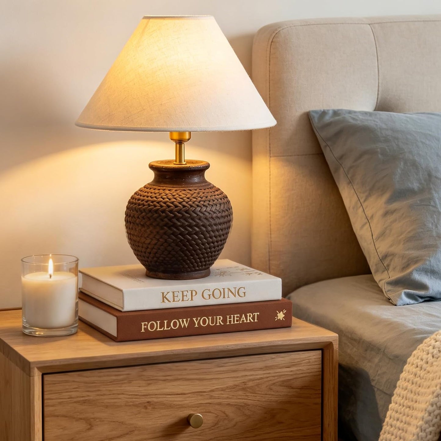 2 Linen Coffee Table Books / Brown-apricot