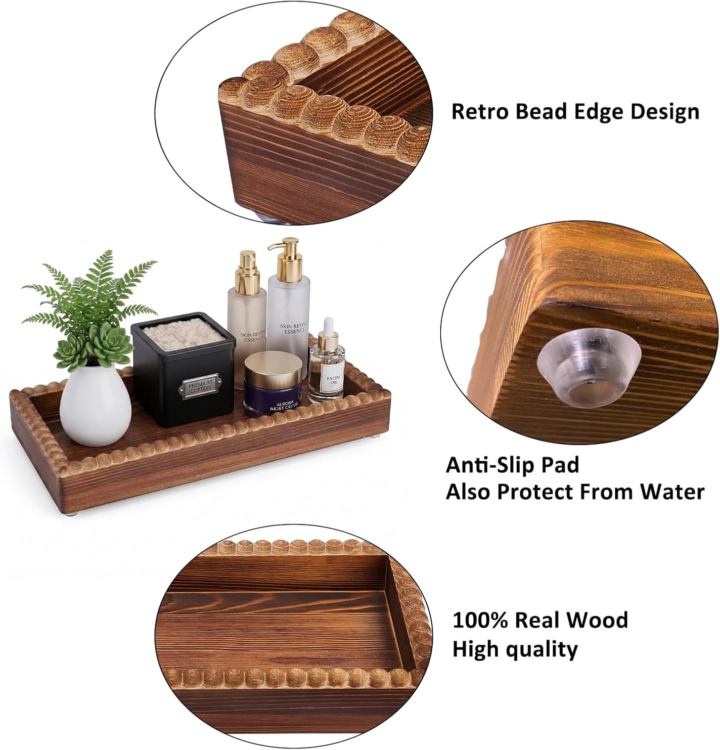 Wooden Countertop Vanity Trays