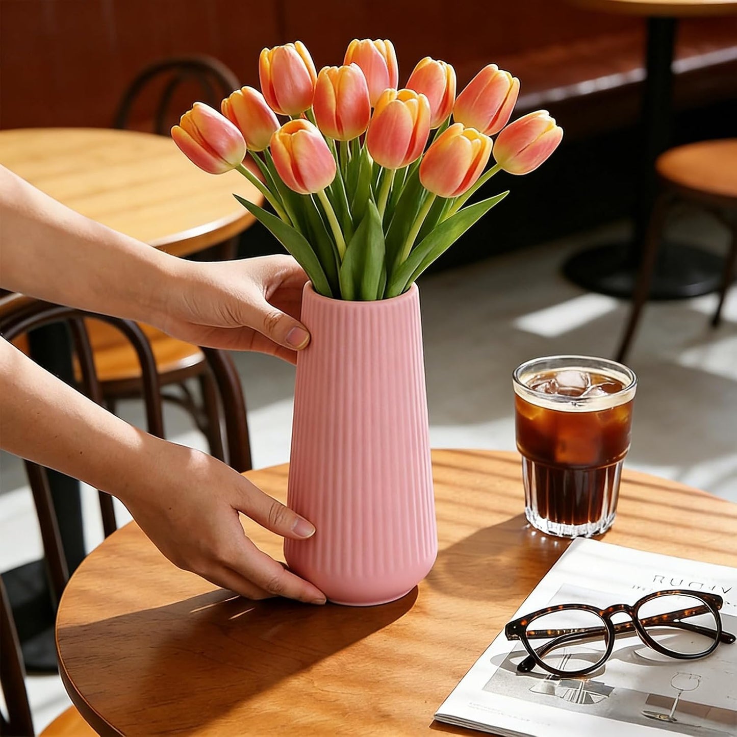 Ceramic Vase for Pampas Grass / Pink