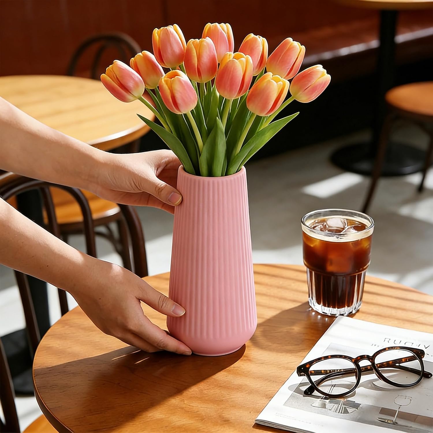 Ceramic Vase for Pampas Grass / Pink