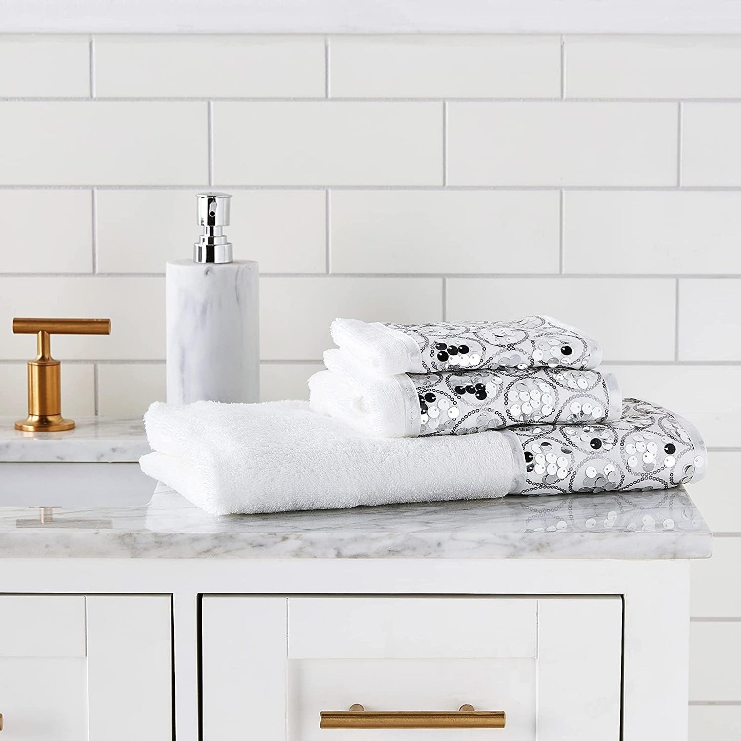 Zahari Home Sinatra 3 Piece Bathroom Towel Set Bath Towel Hand Towel Wash Cloth Absorbent, White