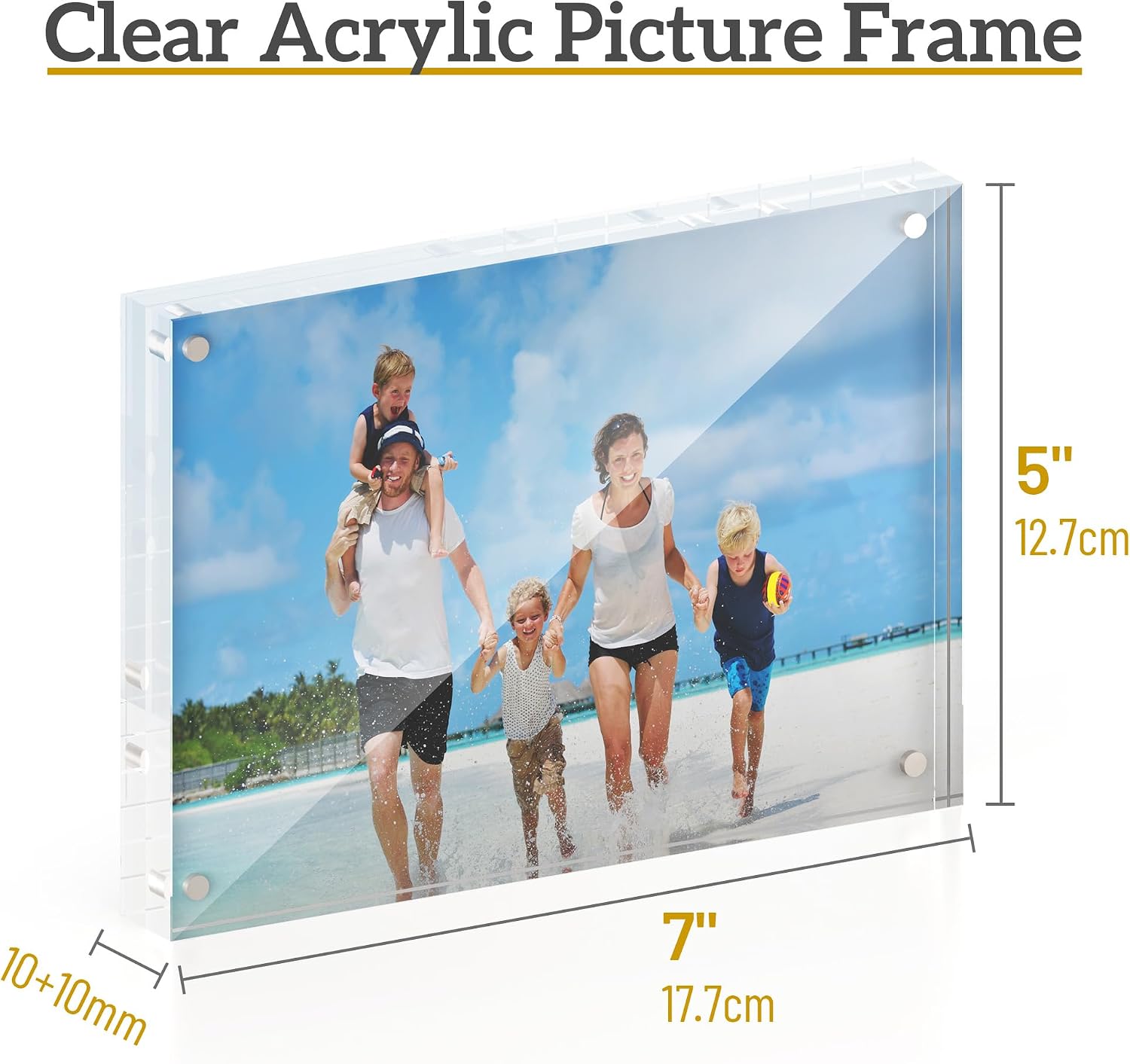 ATZYmolin 3 Pack 5x7 Acrylic Picture Frame, Magnetic Double Sided | 20mm Thick Frameless Clear Transparent Photo Frame