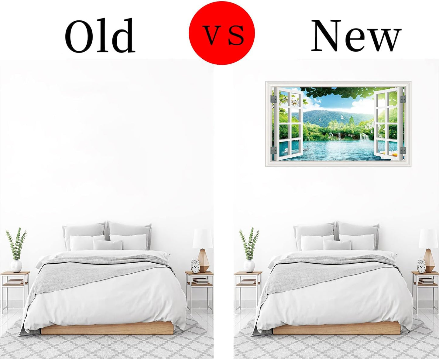 ‌ Fake Window Wall Mural -Spring Lake Landscape Peel and Stick Wall Sticker Decal / Ly-01 / 48 x 32