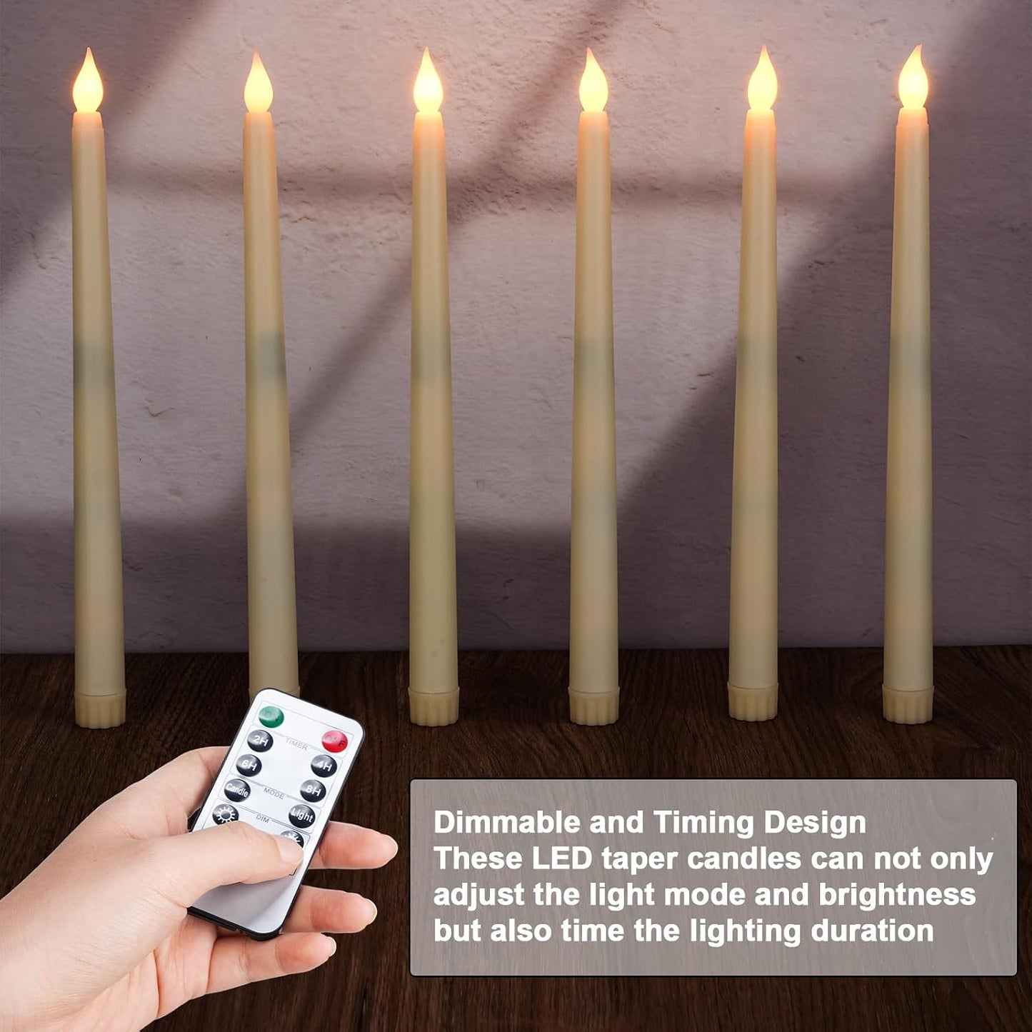 72 Pcs Flameless Taper Candles with Remote and Timer 11" Battery Operated Candlesticks LED Flickering Faux Candles Warm