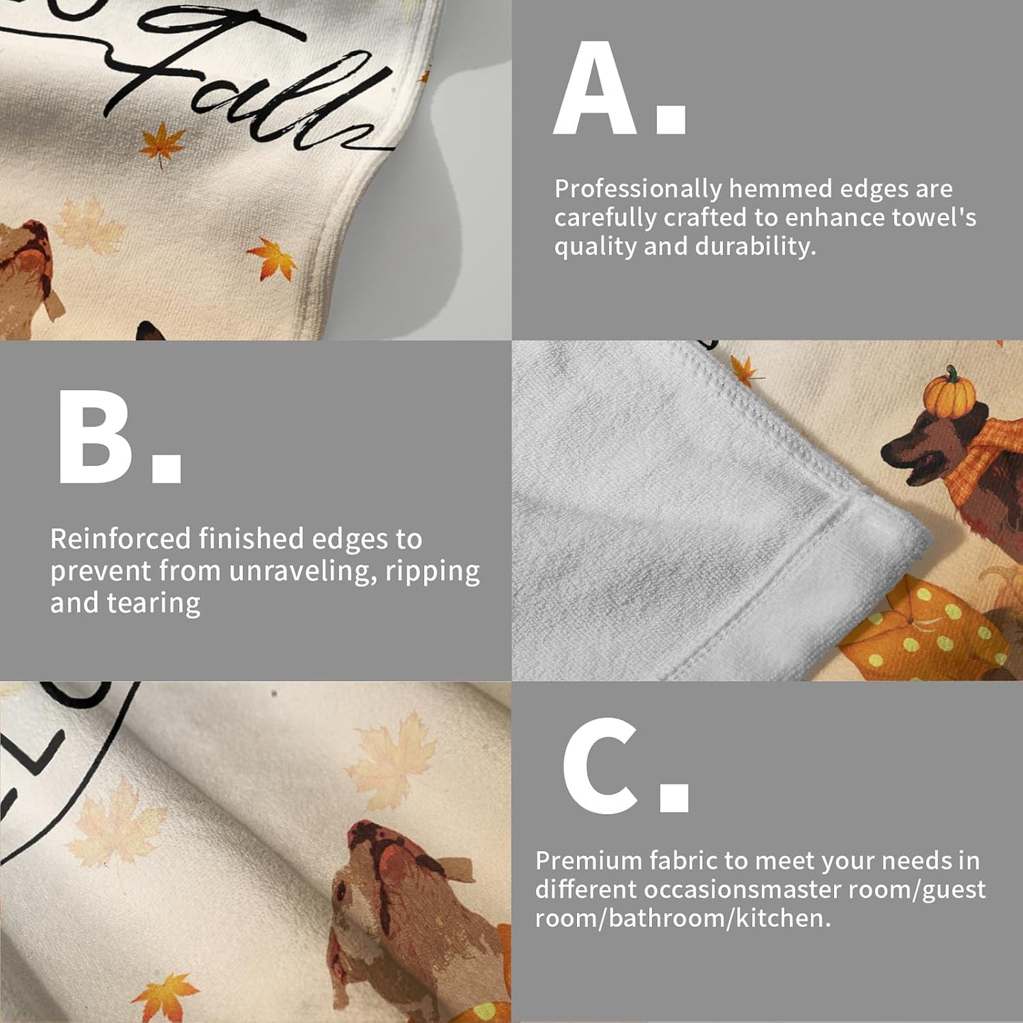 Giwawa Fall Dogs Hand Towels for Bathroom Set of 2 Autumn Leaves Soft Absorbent Small Bath Towels Holiday Decorative
