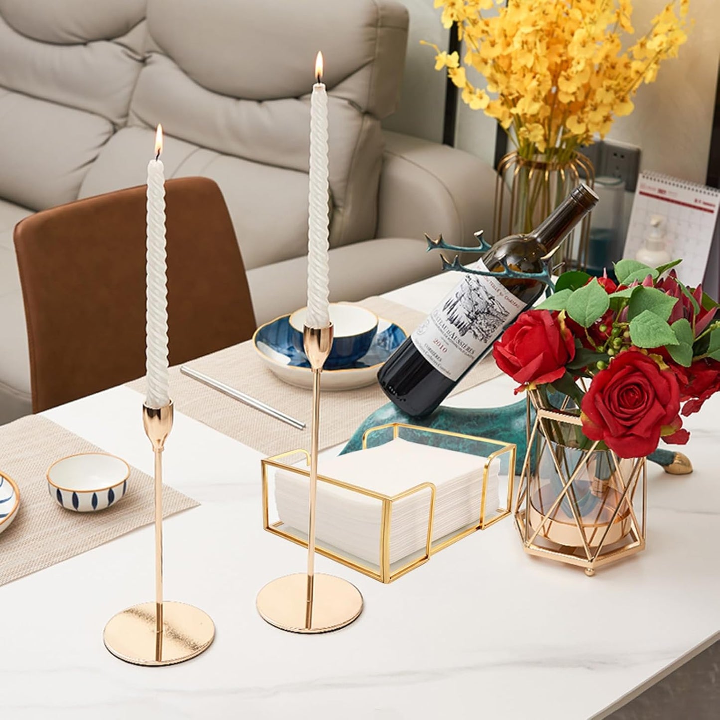Glass Napkin Holders / 5.7 x 5.7 / Gold