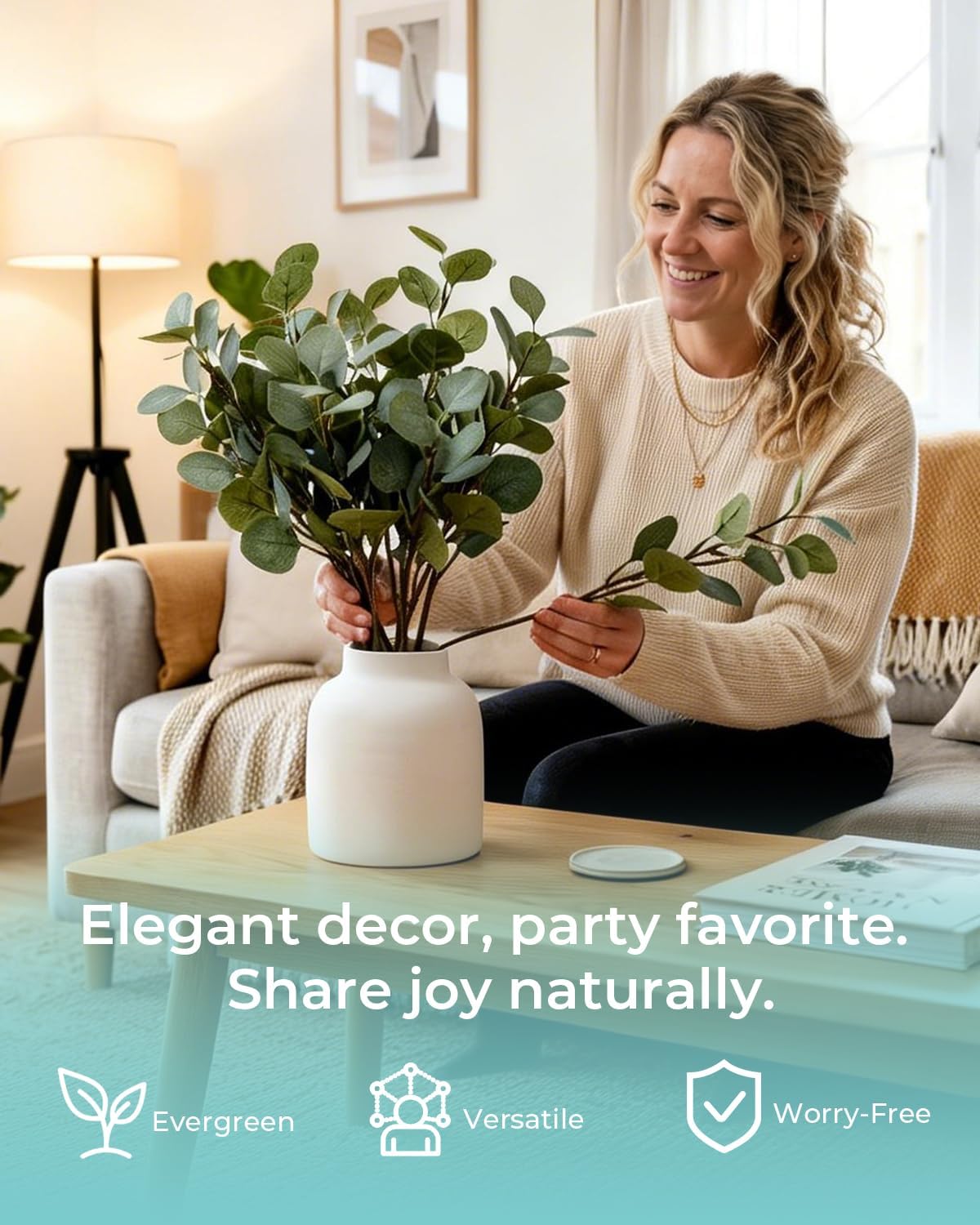 Eucalyptus Branches Artificial Greenery Stems Bulk Fake Plants Greenery / 27 Inch / Set of 12