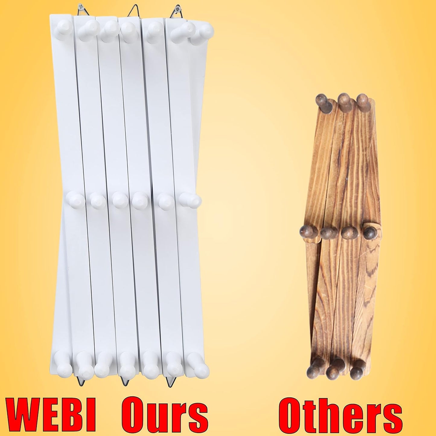 WEBI Accordion Wall Hanger,Wooden Expandable Coat Rack Wall Mounted,Accordion Hat Rack for Wall,Accordion Hook Rack for