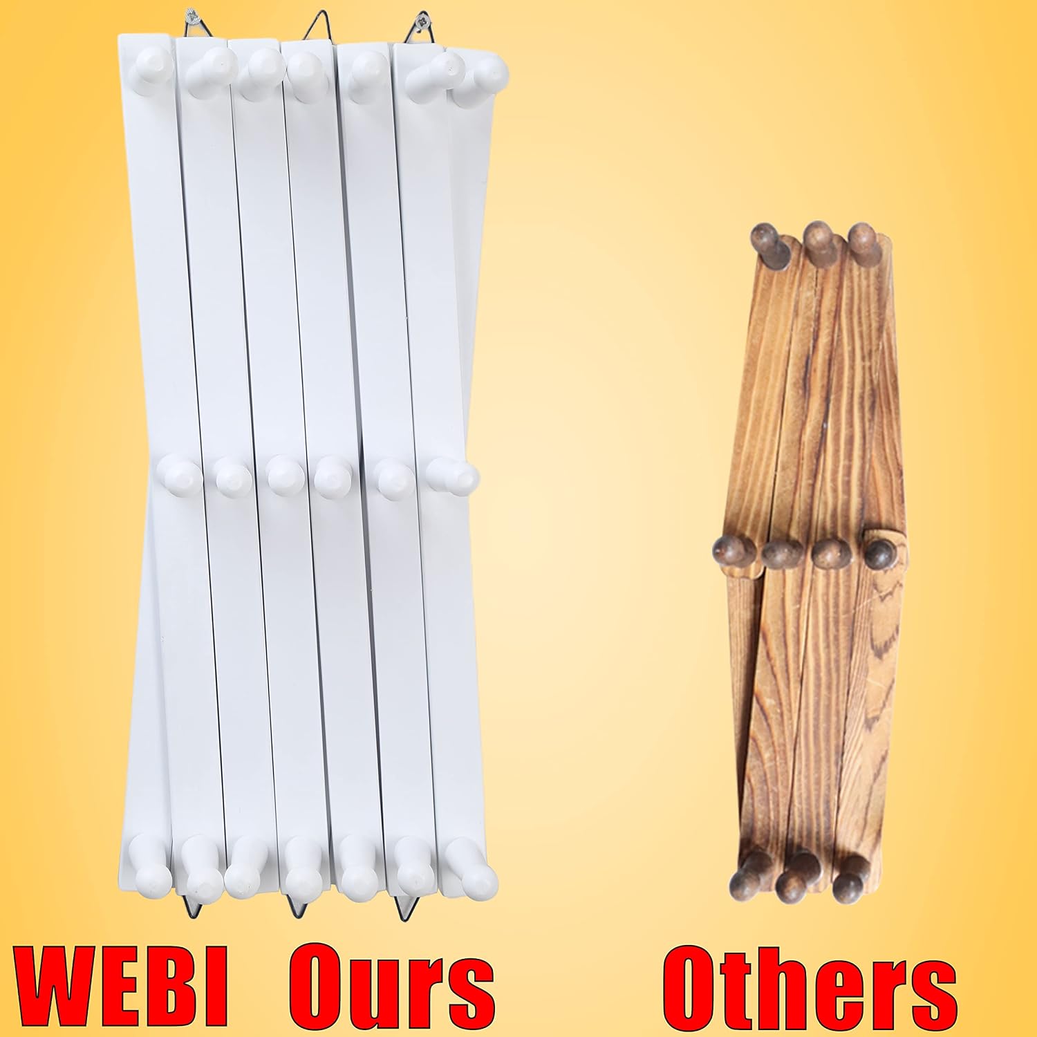 WEBI Accordion Wall Hanger,Wooden Expandable Coat Rack Wall Mounted,Accordion Hat Rack for Wall,Accordion Hook Rack for