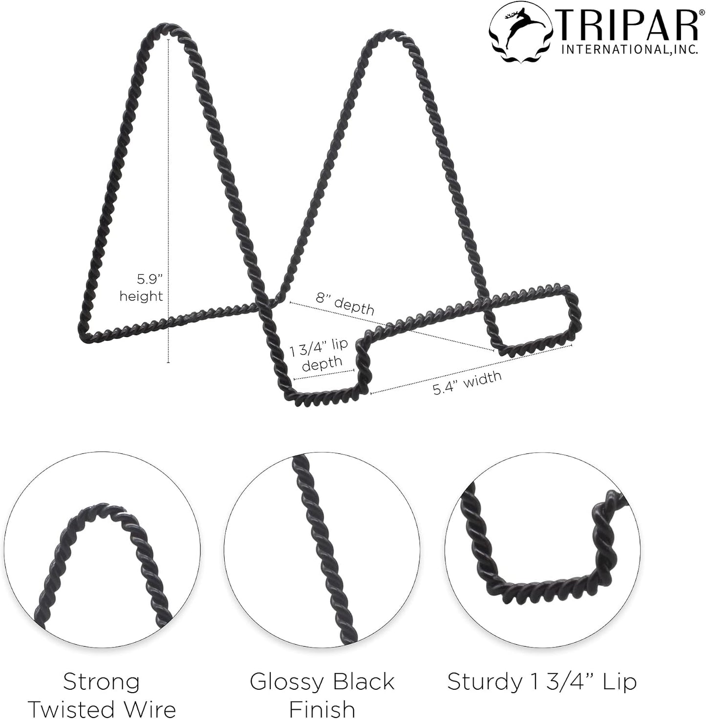 Decorative Twisted Wire Stand / Black / 6 Inch