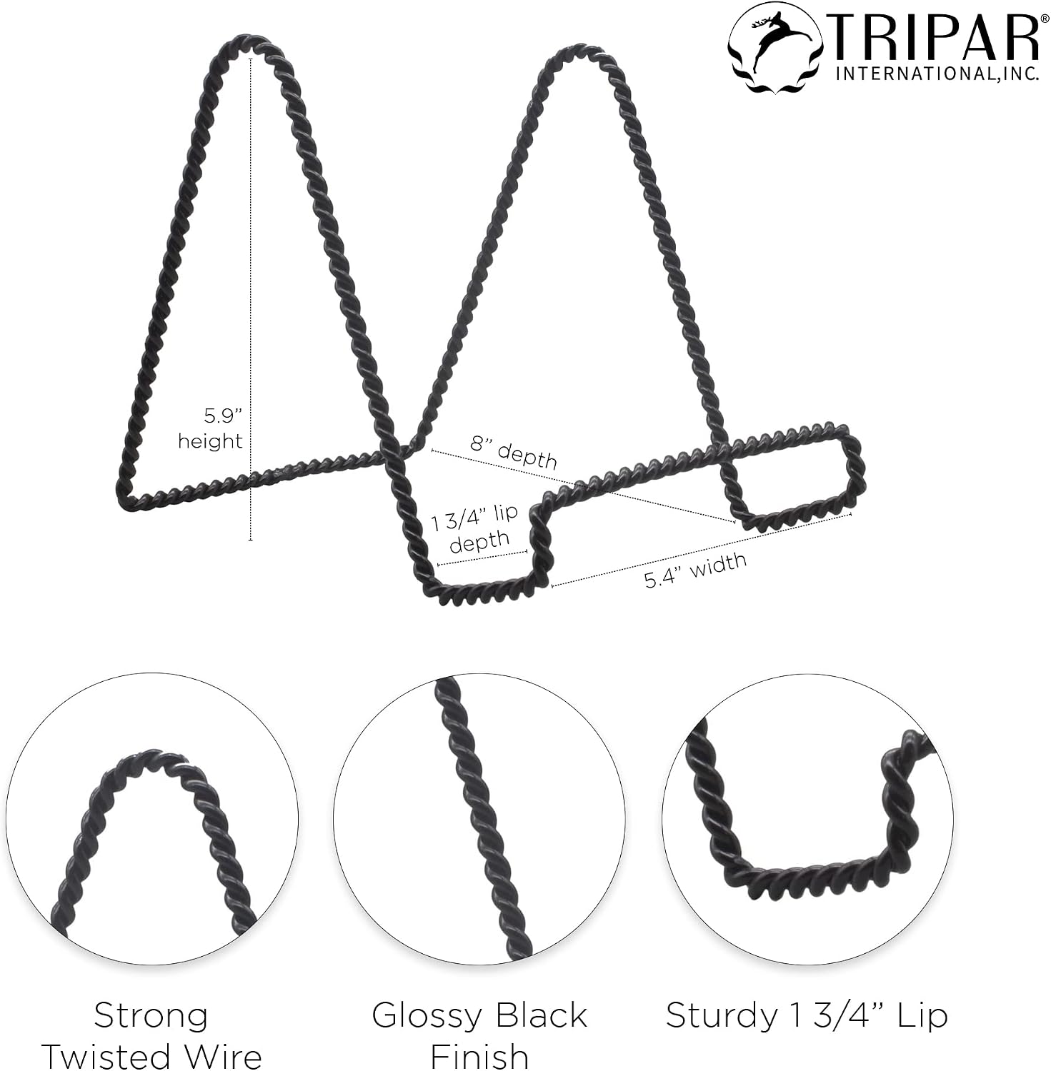 Decorative Twisted Wire Stand / Black / 6 Inch