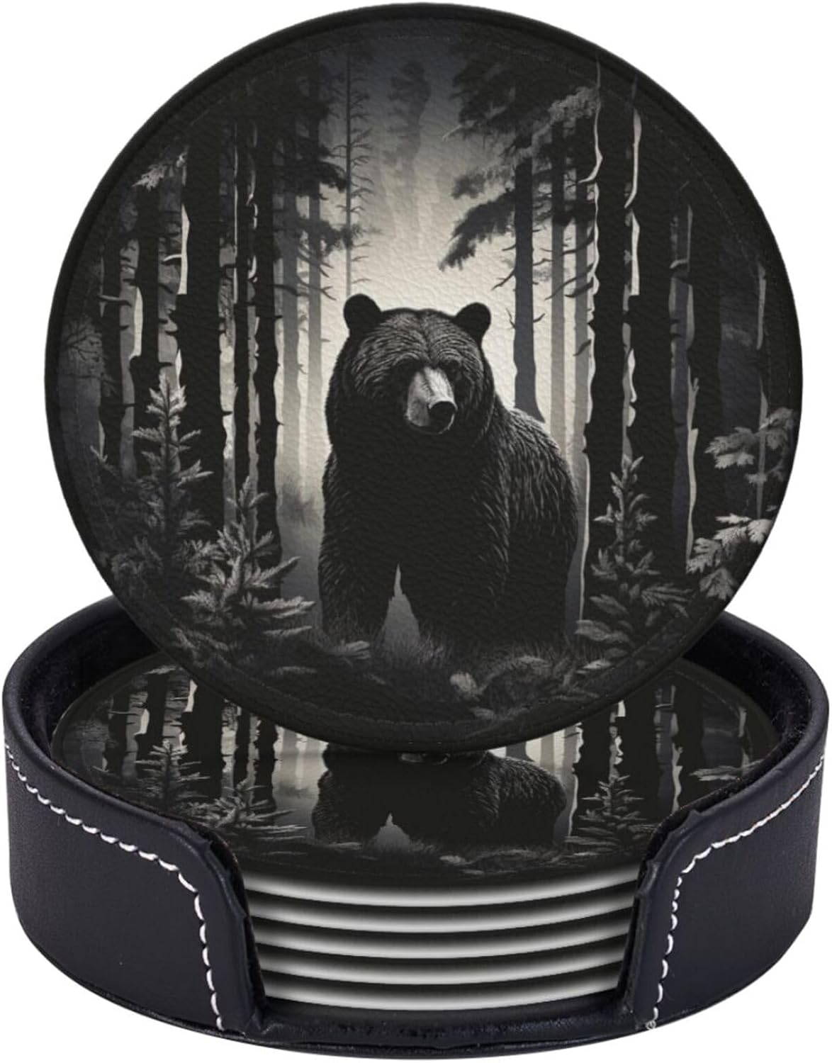 Holder Coaster Sets Drink Table Cup Coasters / Black / Set of 6