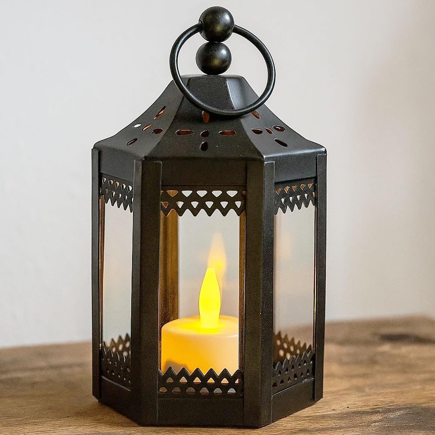 Vela Lanterns Tea Light Candle Holders, Mini Table Centerpieces, Black | Halloween & Wedding Decor, Decorative Indoor