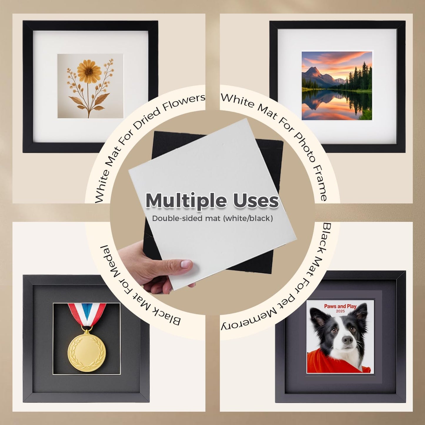 12x12 Shadow Box Picture Frame, Deep 1.77” Display Case with Real Glass, Removable Inner Frame & Black/White Mat for