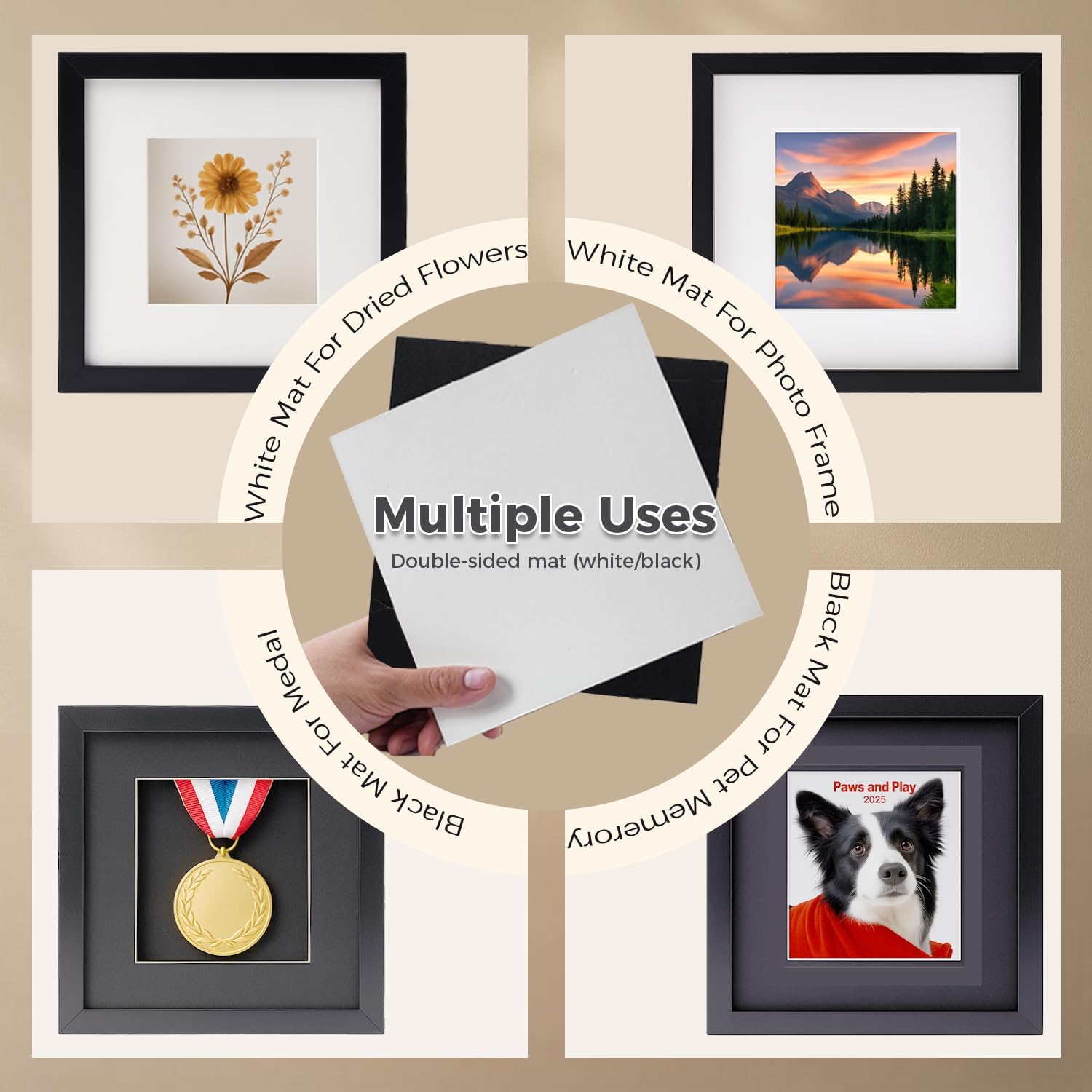 12x12 Shadow Box Picture Frame, Deep 1.77” Display Case with Real Glass, Removable Inner Frame & Black/White Mat for