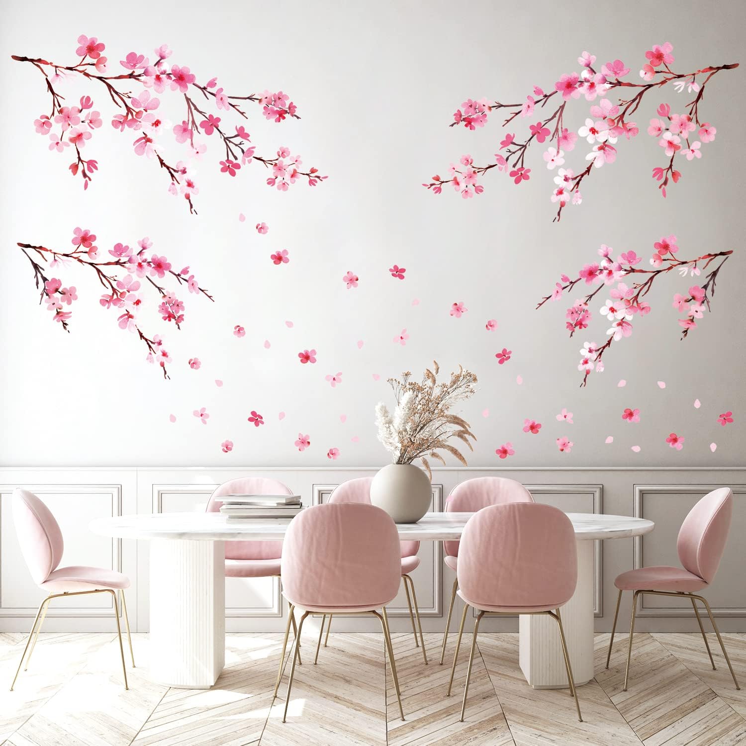 DS12-2003P1903 Watercolor Cherry Blossoms Kids Wall Stickers Wall Decals Peel and Stick Removable